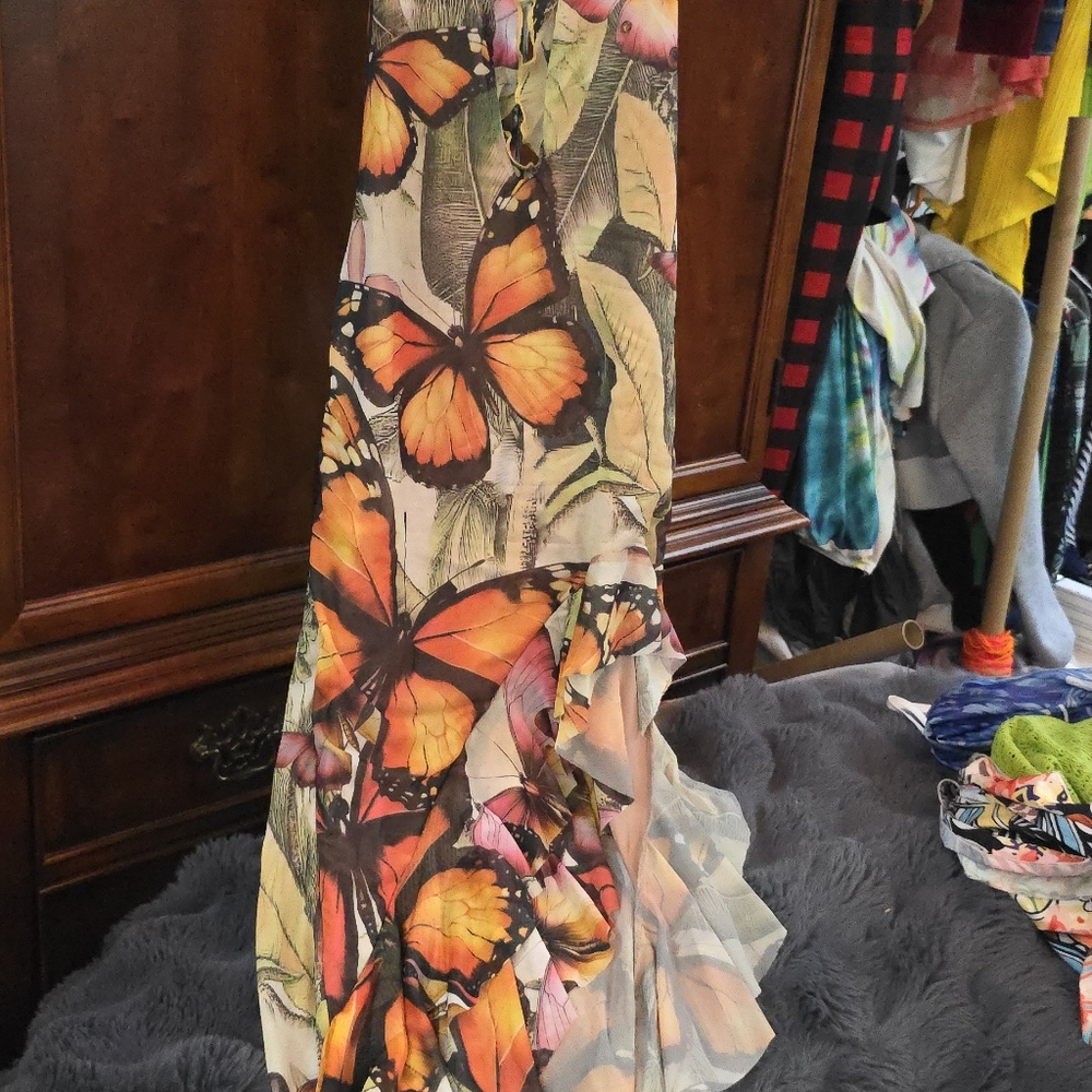 *3 for $10 bundle!* SHEIN Orange Butterfly Print Maxi Dress